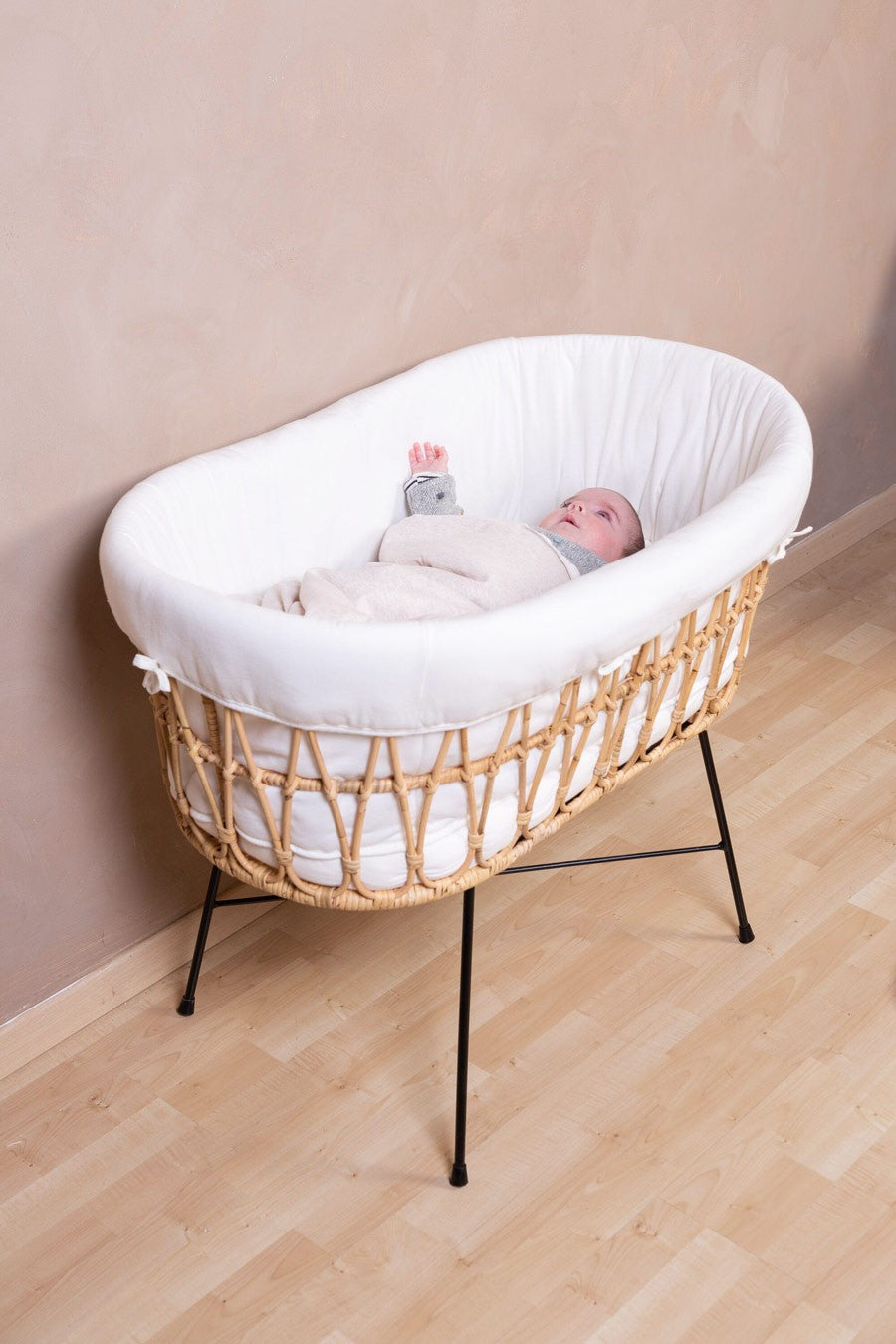 Cuna Rattan Metal 91x51 + Colchón