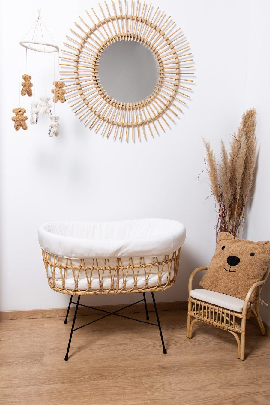 Cuna Rattan Metal 91x51 + Colchón