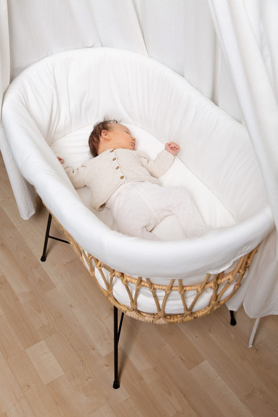 Cuna Rattan Metal 91x51 + Colchón