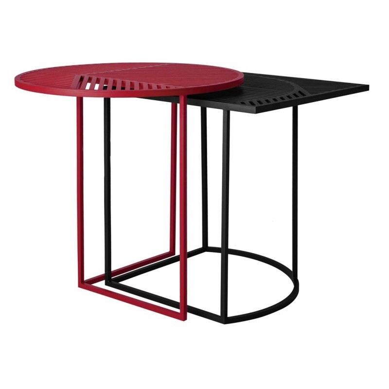 Table auxiliaire Iso-A round burgundy Petite Friture