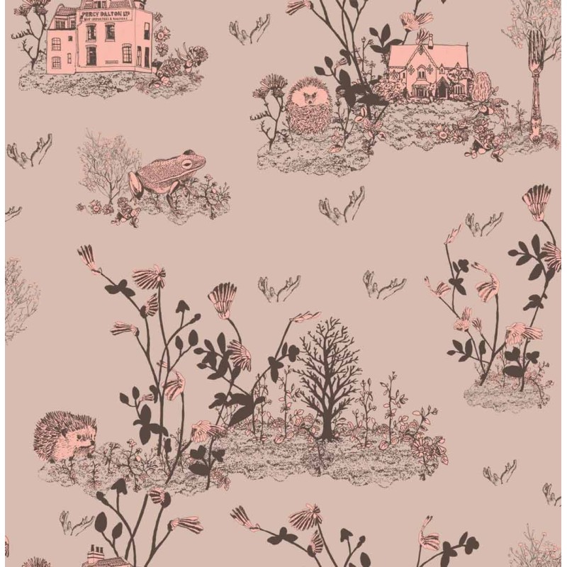 Woodlands wallpaper Brown Pink Sian Zeng