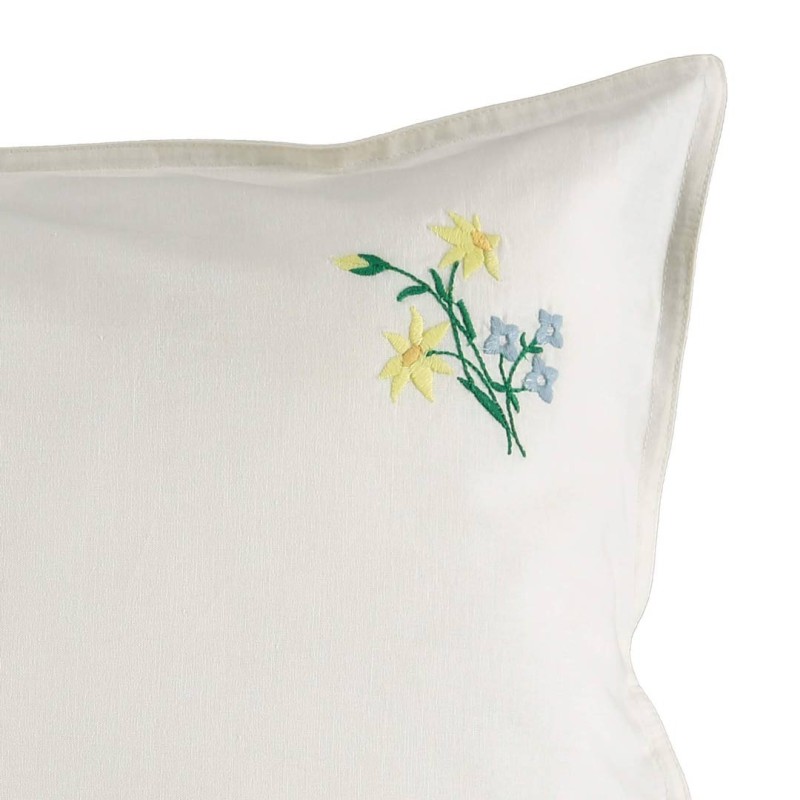 Embroidered Yellow Flower Pillowcase Camomile London