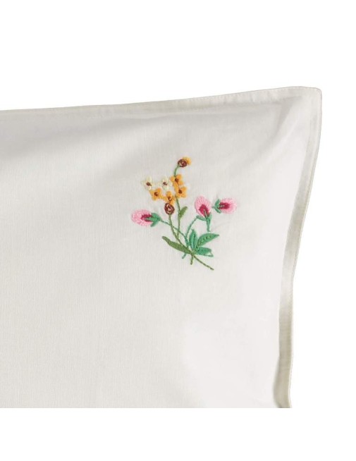 Embroidered Pink Flower Pillowcase Camomile London