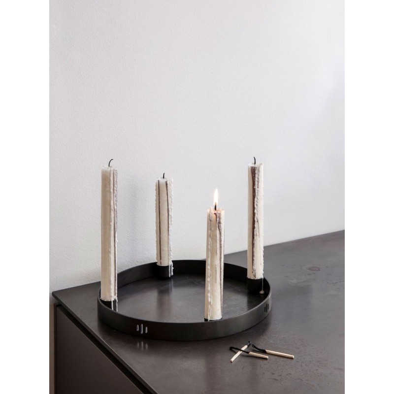 Candle Holder Circle - Black Brass-Small Ferm Living