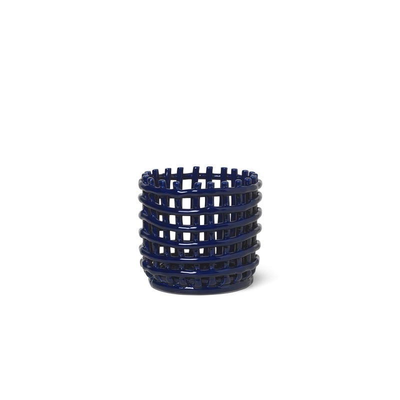 Ceramic Basket - Small - Blue Ferm Living