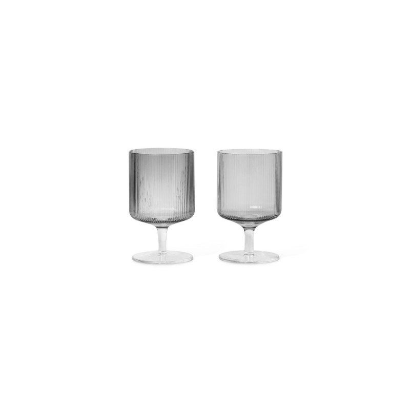 Ripple Wine Glasses Set of 2 Smoked Grey Ferm Living