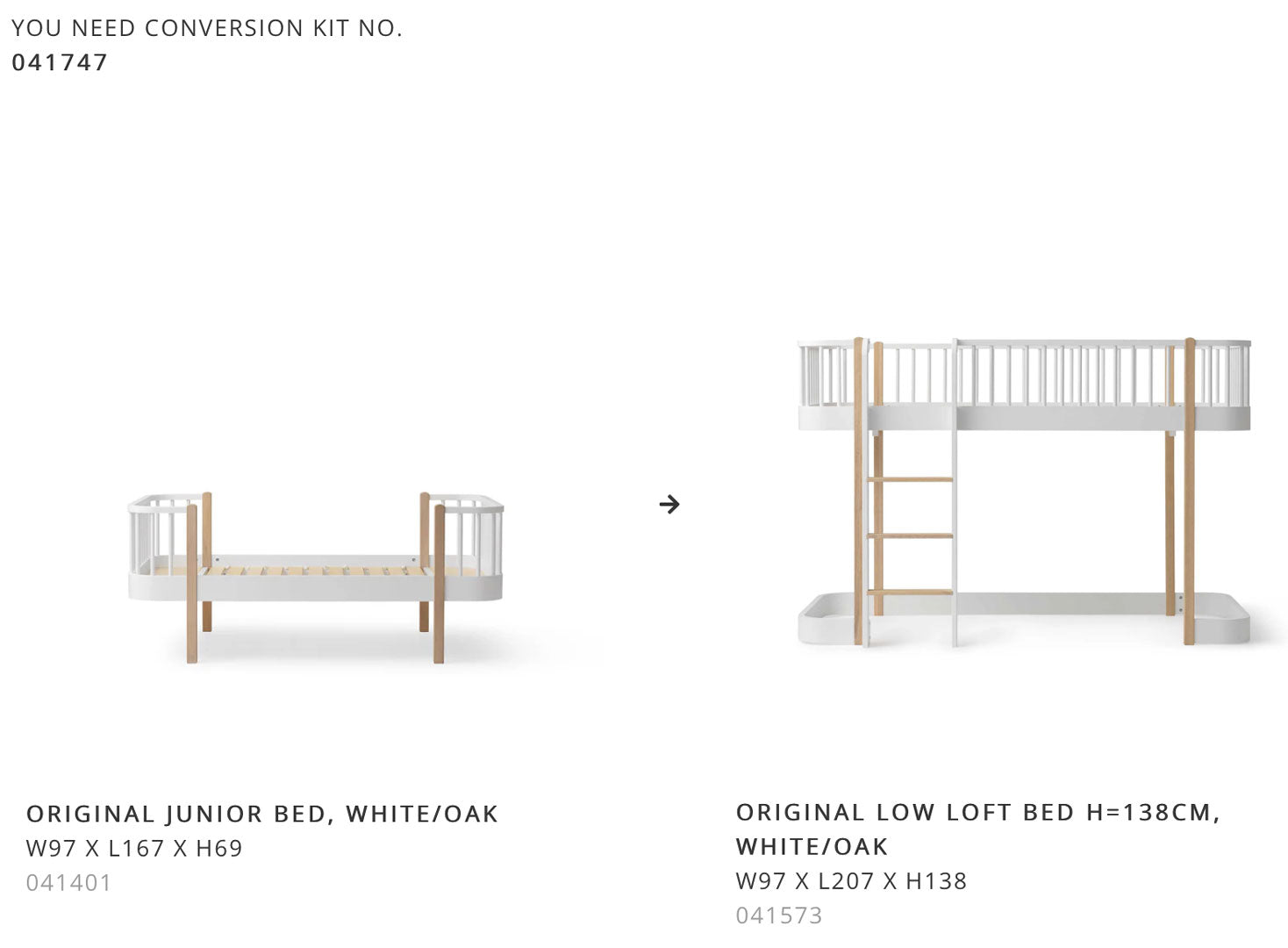 Kit 041747 Lit Junior Wood 041401 à Lit Superposé Bas Loft 041573