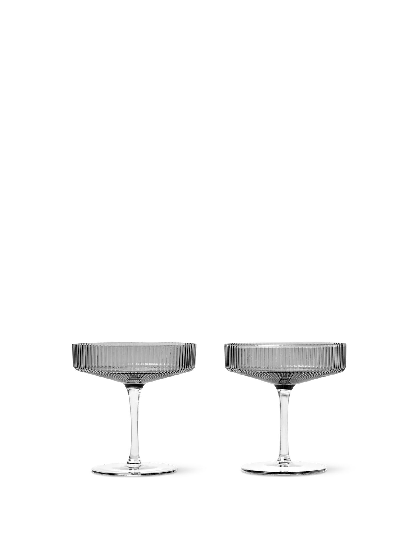 Copas de champán bajas Ripple – Set de 2 – Rosa rubor