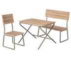 Set de jardín en miniatura, Mesa con silla y banco