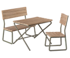 Set de jardín en miniatura, Mesa con silla y banco