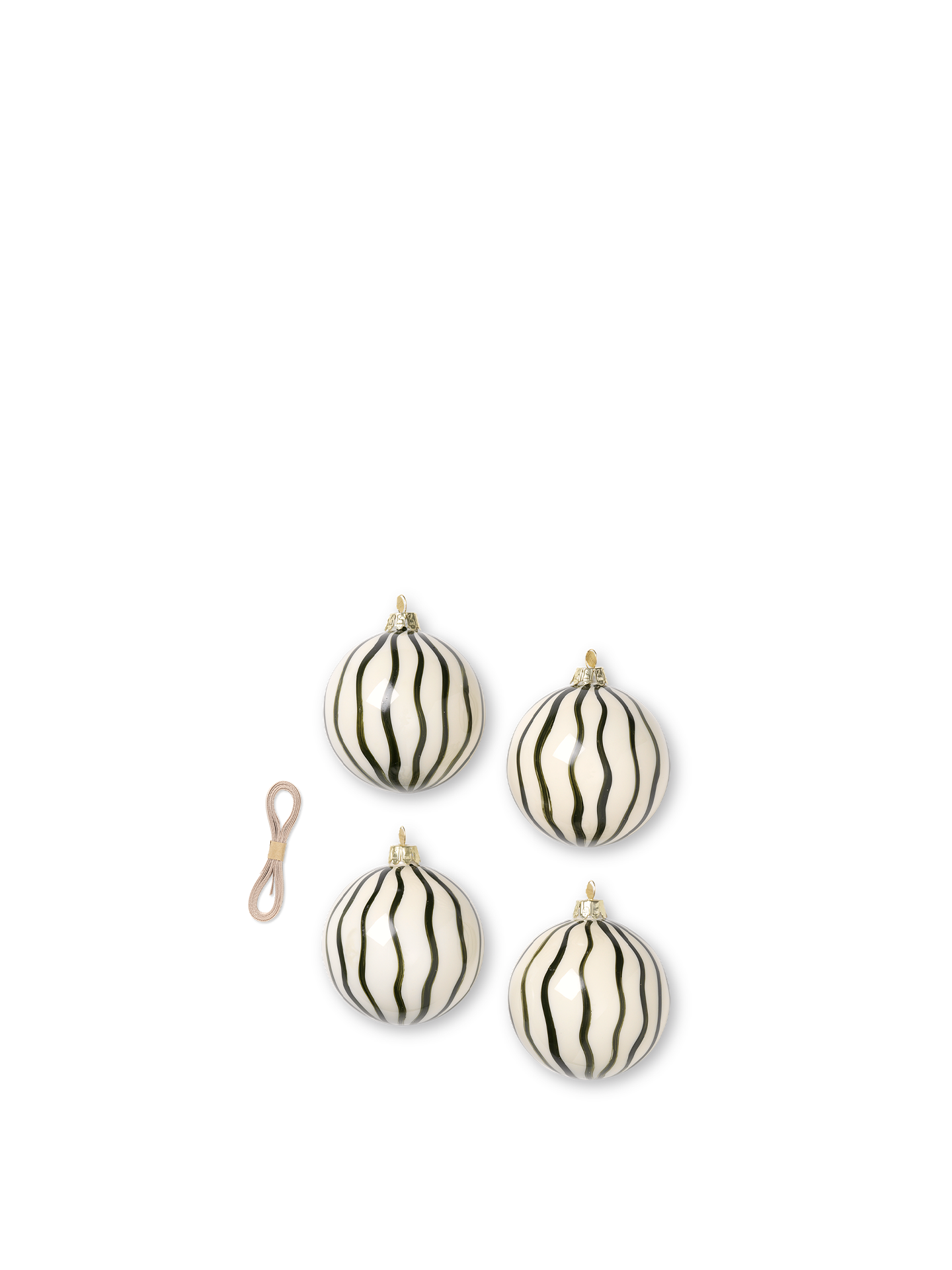 Adornos de cristal navideños Lines – Set de 4 – Verde