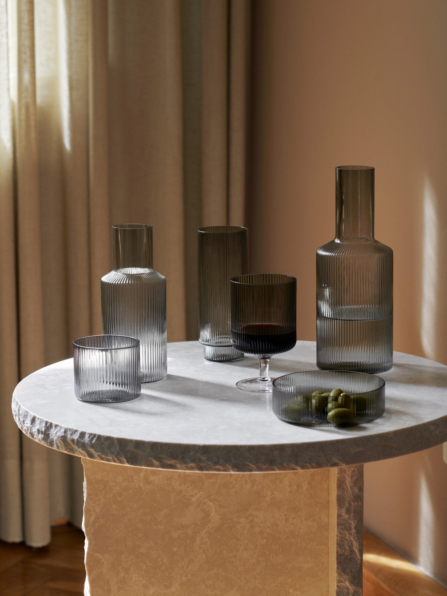 Vasos bajos Ripple – Set de 4 – Rosa rubor