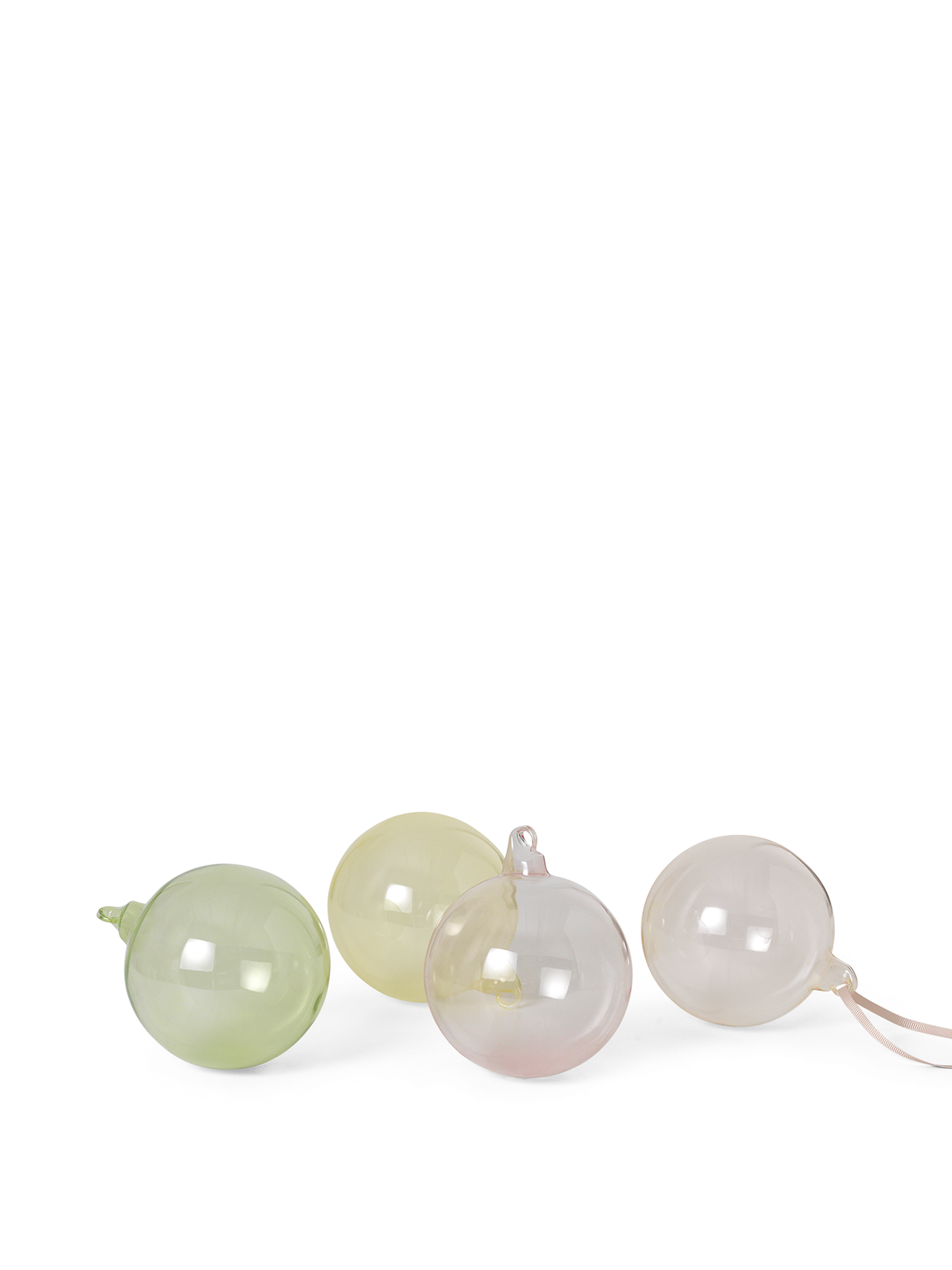 Bolas de Navidad de cristal – L – Set de 4 – Colores claros variados