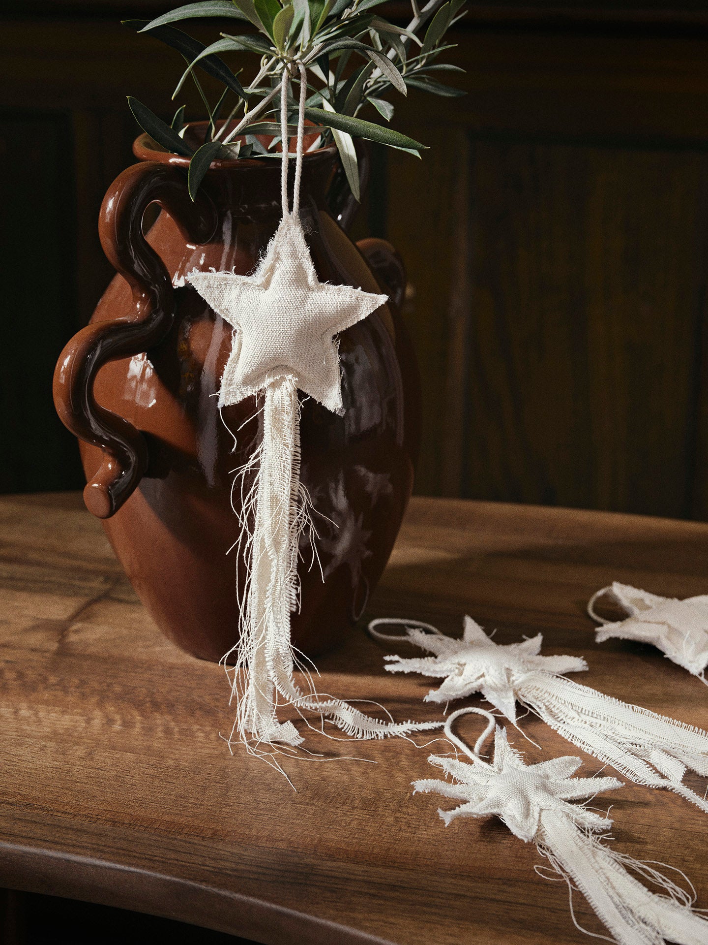 Adornos de Navidad Vela con estrella – Set de 4 – Natural