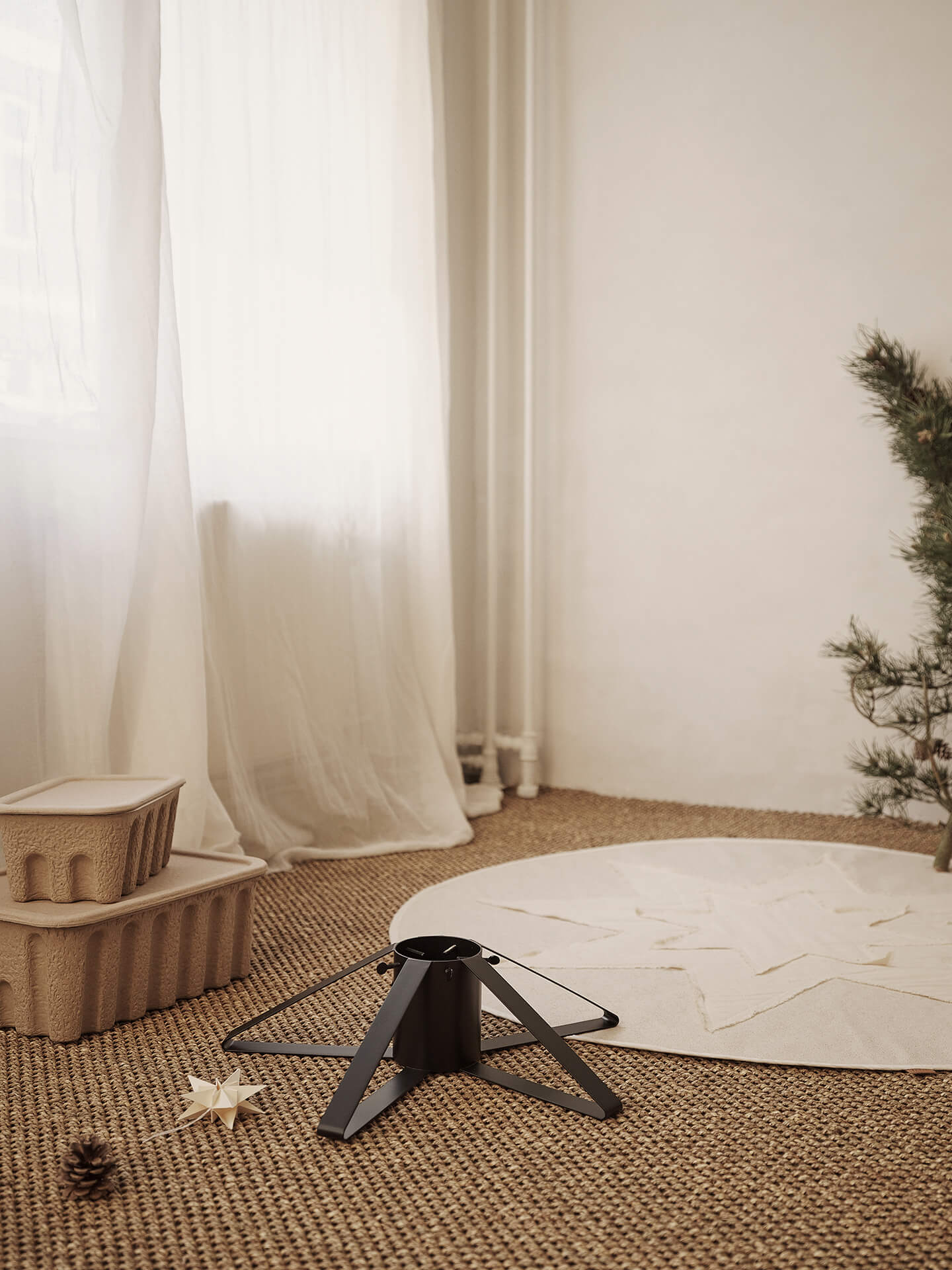 Manta para árbol de Navidad Vela con estrella – Natural