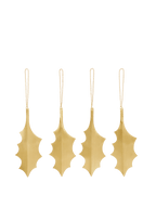 Adornos de hojas de acebo – Set de 4 – Latón