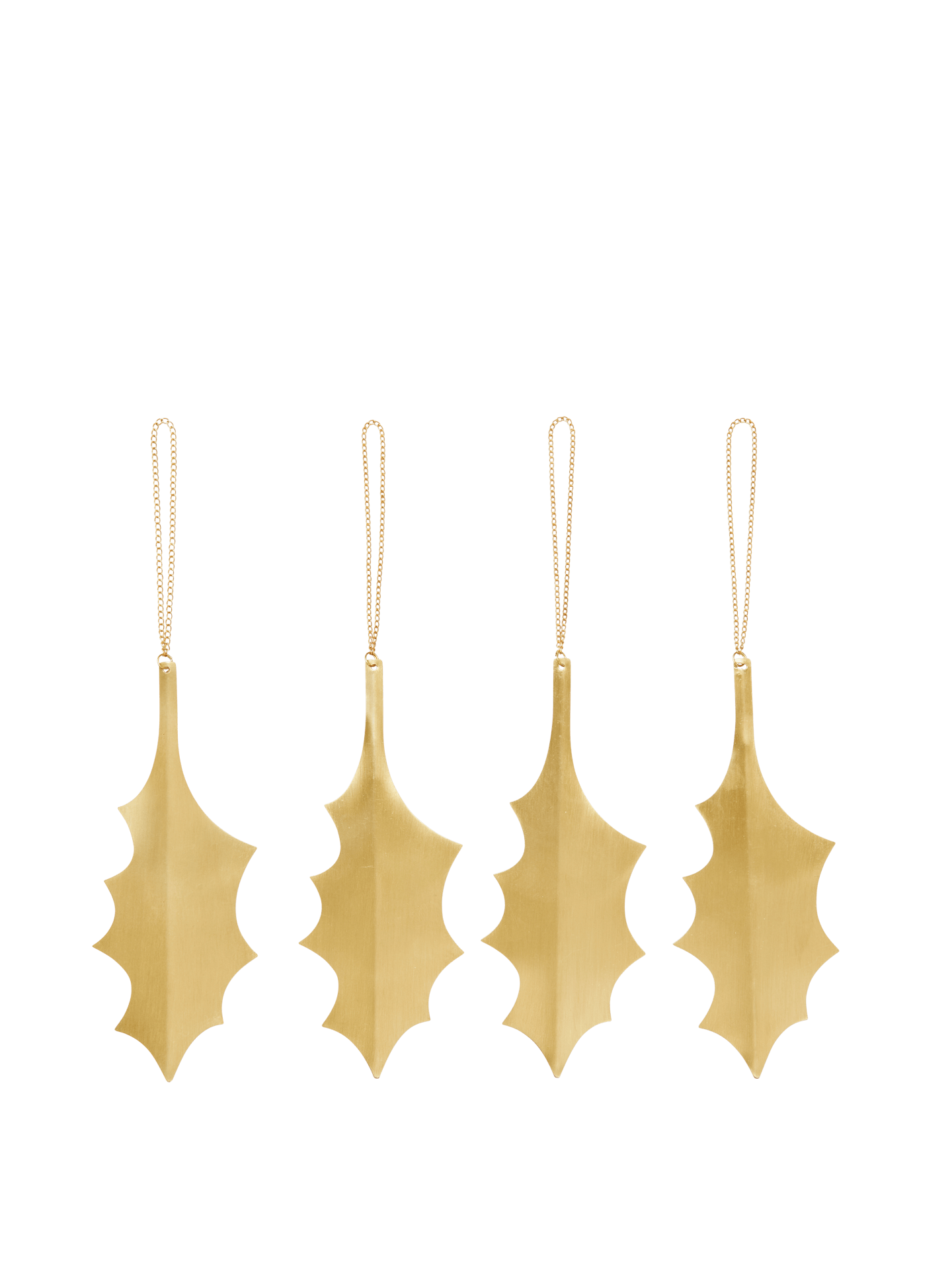 Adornos de hojas de acebo – Set de 4 – Latón