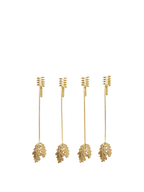 Portavelas de árbol de Navidad con hojas de roble – Set de 4 – Plata