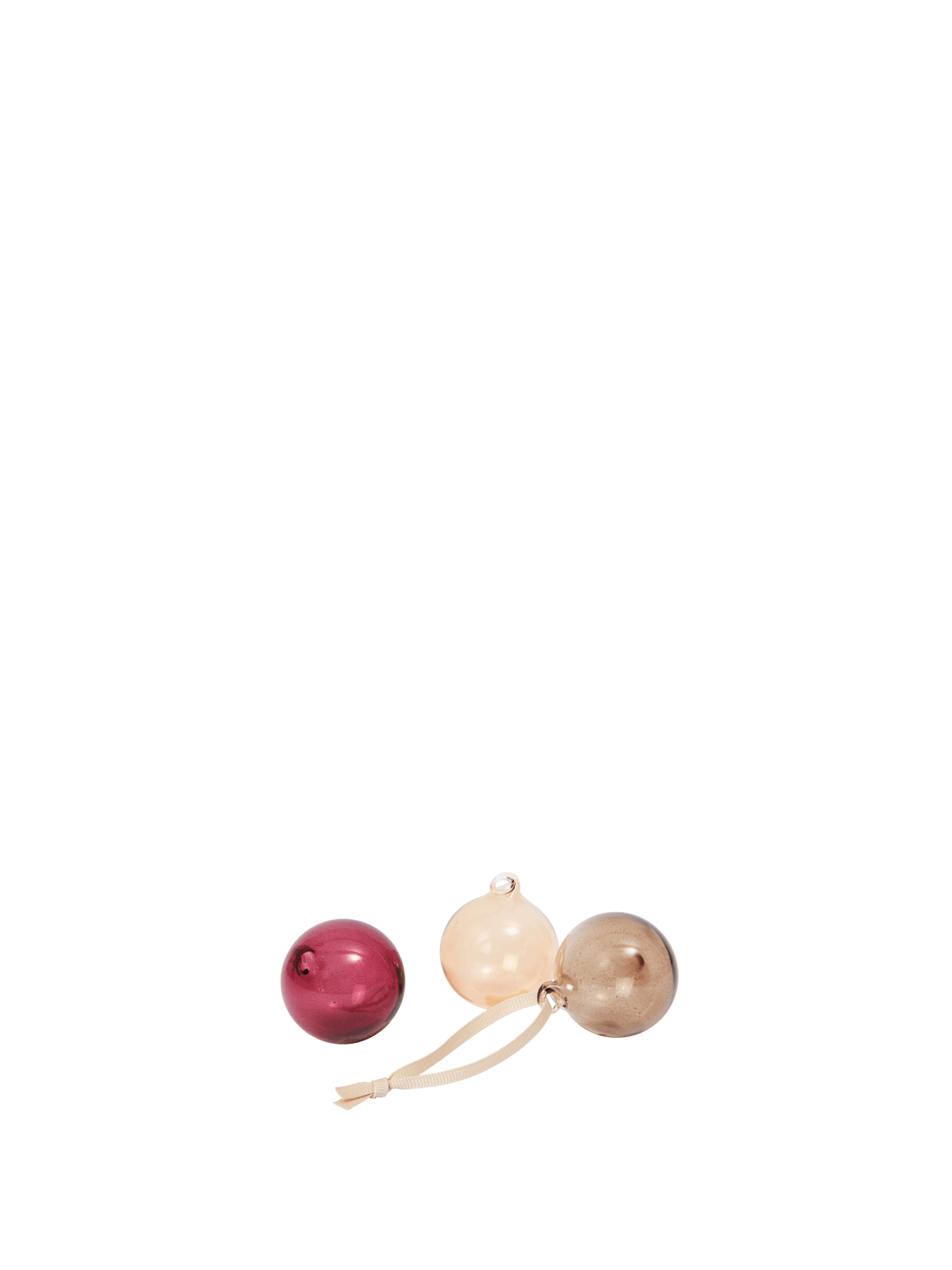 Bolas de Navidad de cristal – S – Set de 3 – Rosa opaco
