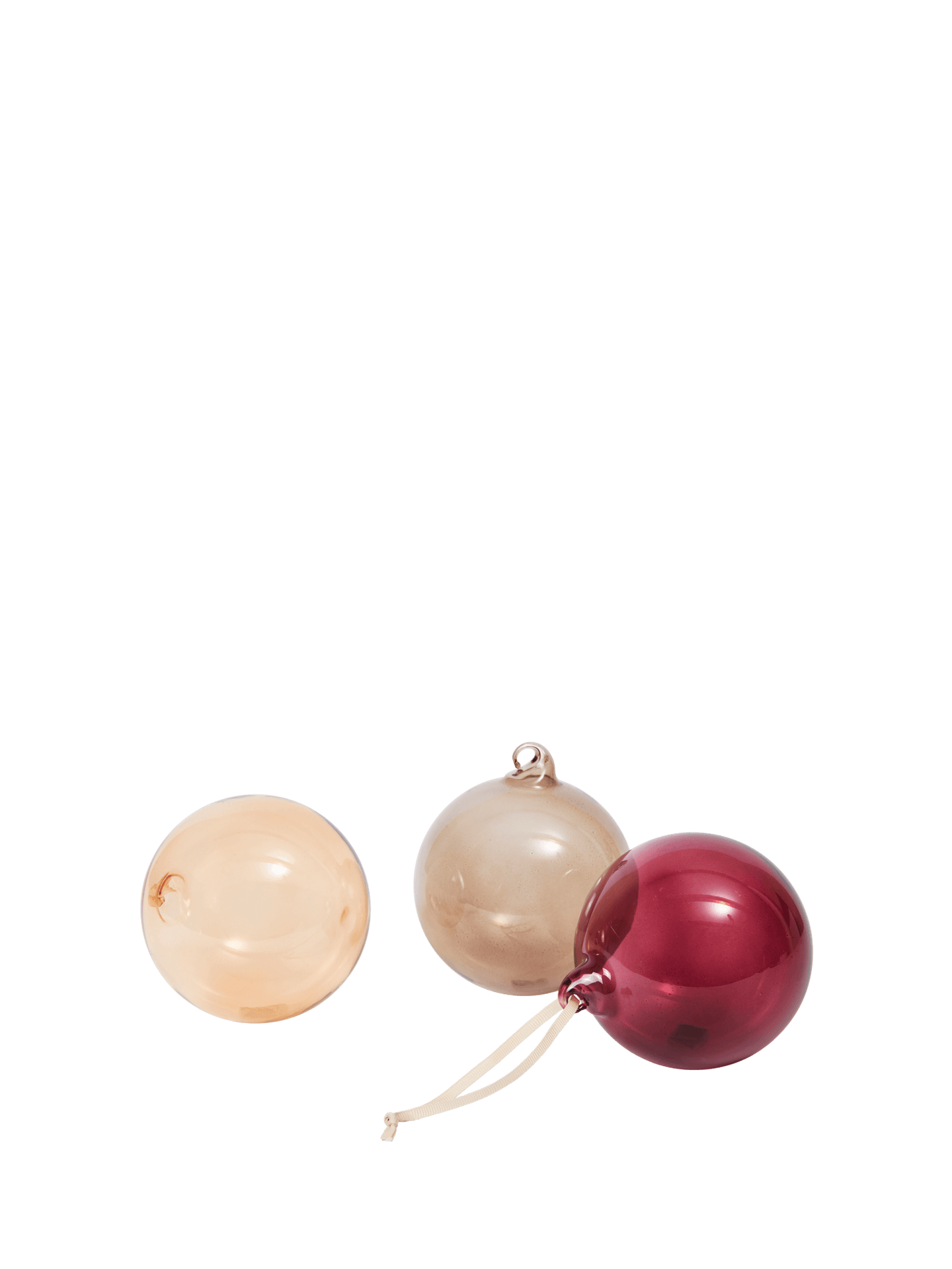 Bolas de Navidad de cristal – L – Set de 3 – Rosa opaco