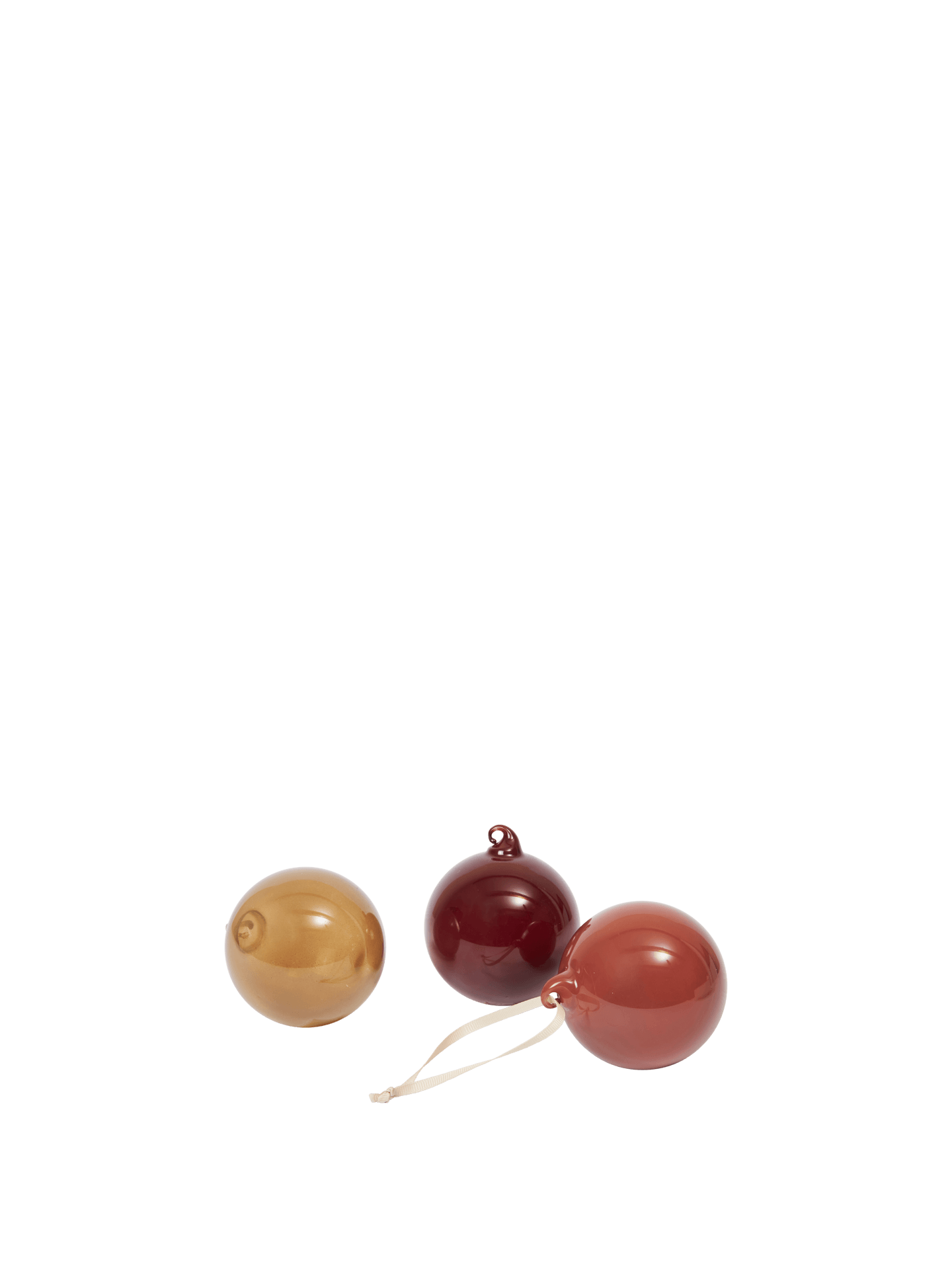 Bolas de Navidad de cristal – M – Set de 3 – Rosa opaco