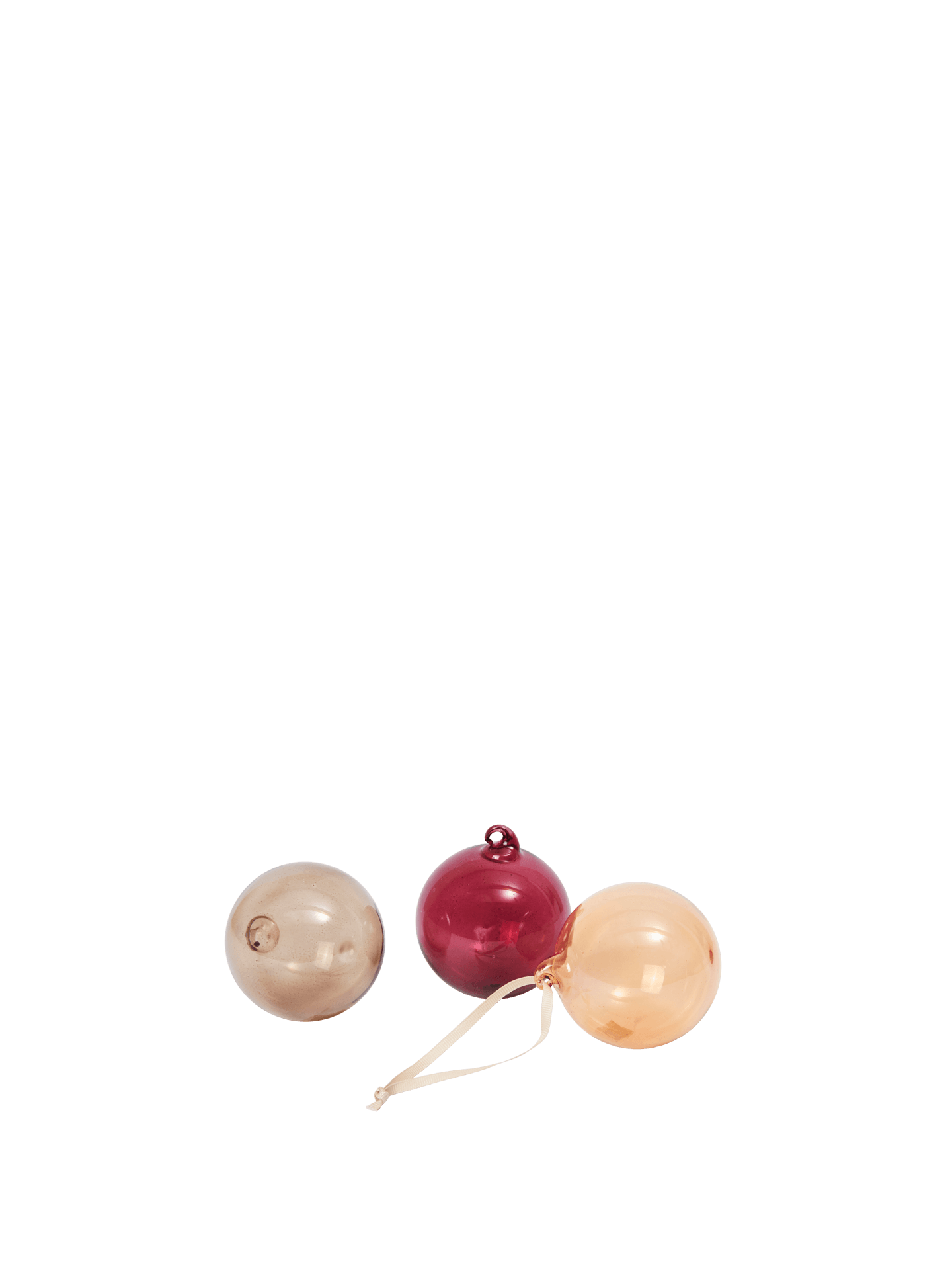 Bolas de Navidad de cristal – M – Set de 3 – Rosa opaco