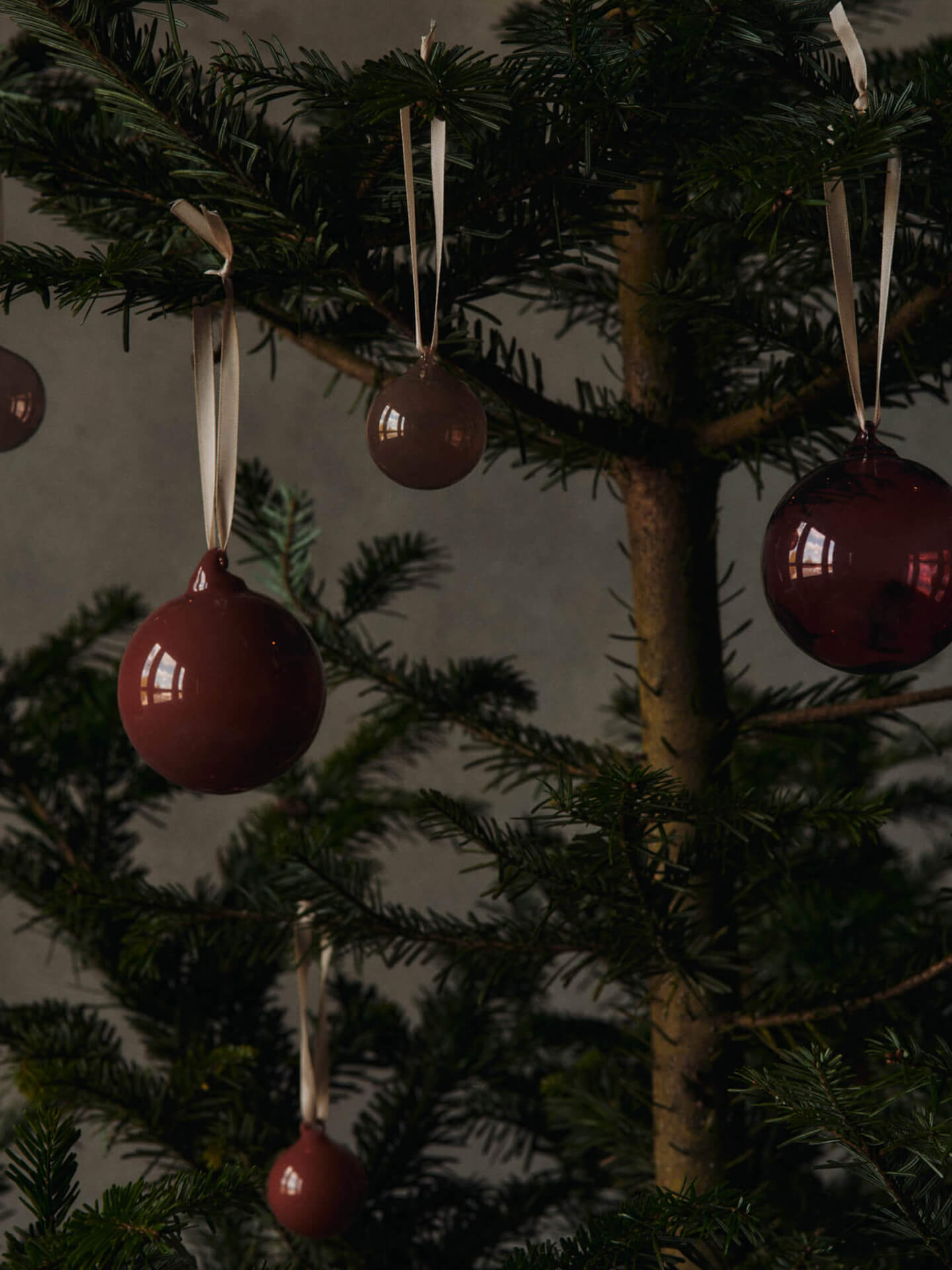 Bolas de Navidad de cristal – M – Set de 3 – Rosa opaco