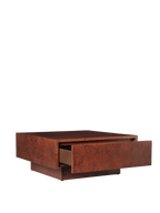 Mesa de centro con almacenamiento Burl – Chapa de madera Burl teñida en oscuro