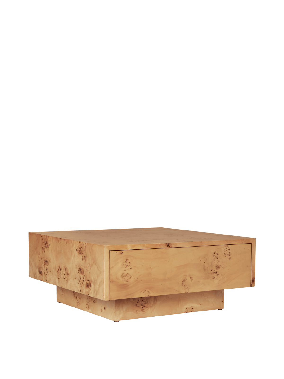 Mesa de centro con almacenamiento Burl – Chapa de madera Burl teñida en oscuro