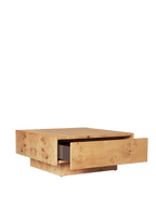 Mesa de centro con almacenamiento Burl – Chapa de madera Burl teñida en oscuro
