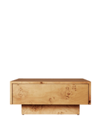 Mesa de centro con almacenamiento Burl – Chapa de madera Burl teñida en oscuro