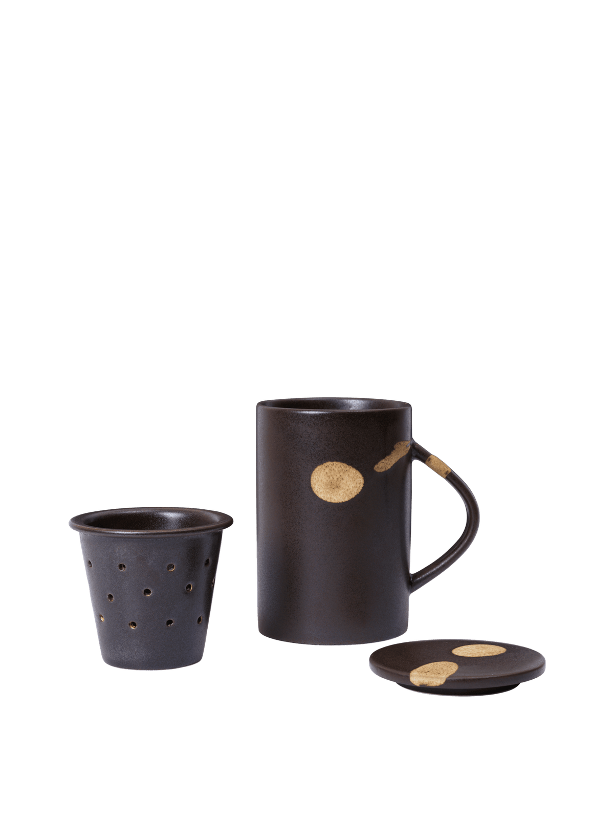 Taza de té Koyo con infusor – Set – Marrón oscuro/Beige
