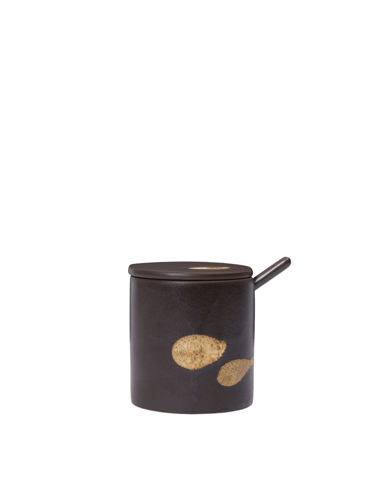 Tarro Koyo con cuchara – Marrón oscuro/Beige