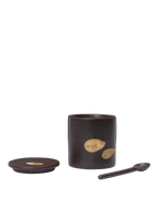 Tarro Koyo con cuchara – Marrón oscuro/Beige