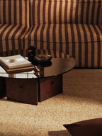 Mesa de centro Aukko – Vidrio tintado/Roble teñido en oscuro