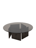 Mesa de centro Aukko – Vidrio tintado/Roble teñido en oscuro