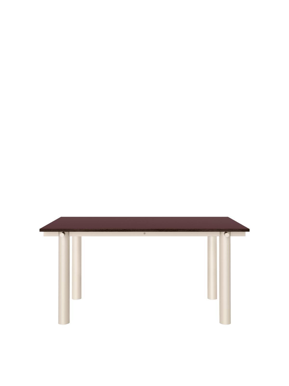 Mesa de comedor Atura – 160 x 90 cm – Chocolate oscuro/Burdeos Lino