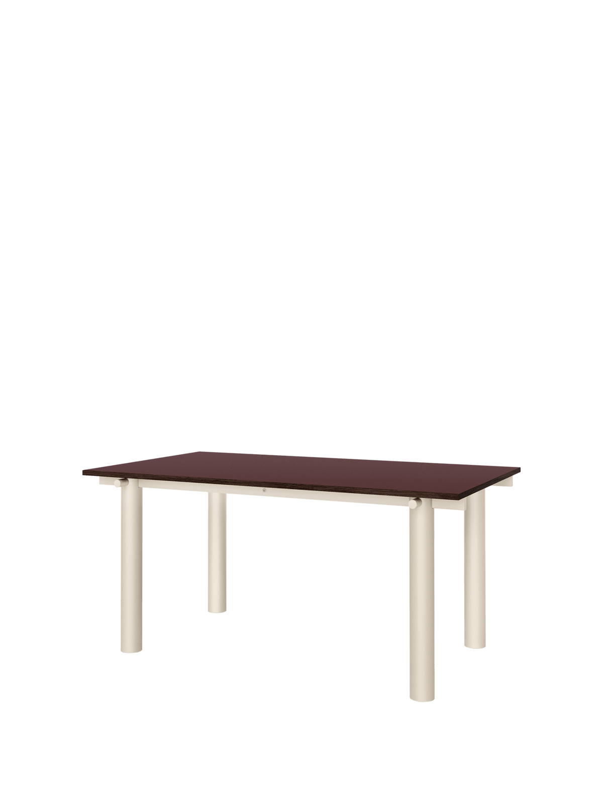 Mesa de comedor Atura – 160 x 90 cm – Chocolate oscuro/Burdeos Lino