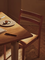 Mesa de comedor Atura – 200 x 90 – Chocolate oscuro/Burdeos Lino
