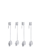Portavelas de árbol de Navidad con hojas de roble – Set de 4 – Plata