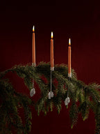 Portavelas de árbol de Navidad con hojas de roble – Set de 4 – Plata