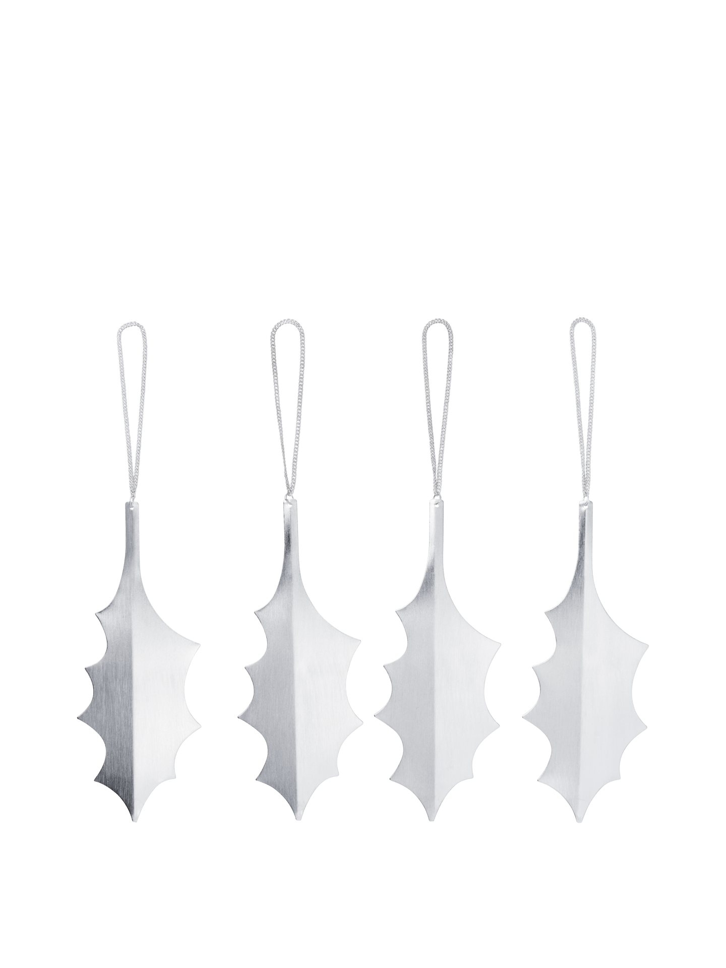Adornos de hojas de acebo – Set de 4 – Plata