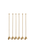 Removedores de cóctel con forma de hoja de roble – Largos – Set de 6 – Latón