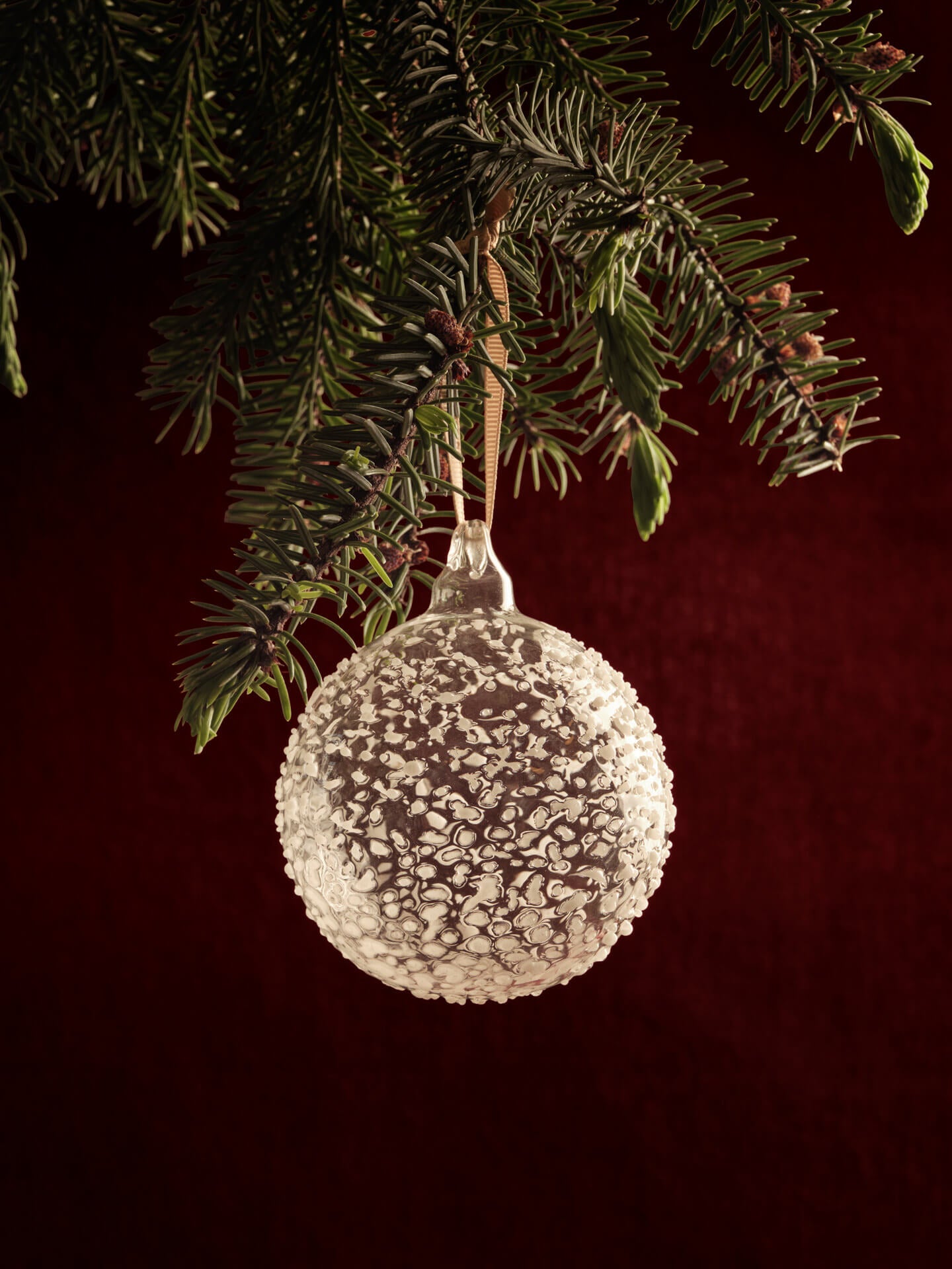 Bolas de Navidad de cristal Flurry – L – Set de 3 – Rojo picante