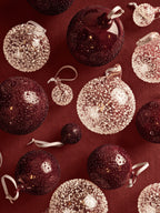 Bolas de Navidad de cristal Flurry – L – Set de 3 – Rojo picante