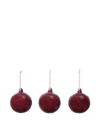 Bolas de Navidad de cristal Flurry – L – Set de 3 – Rojo picante