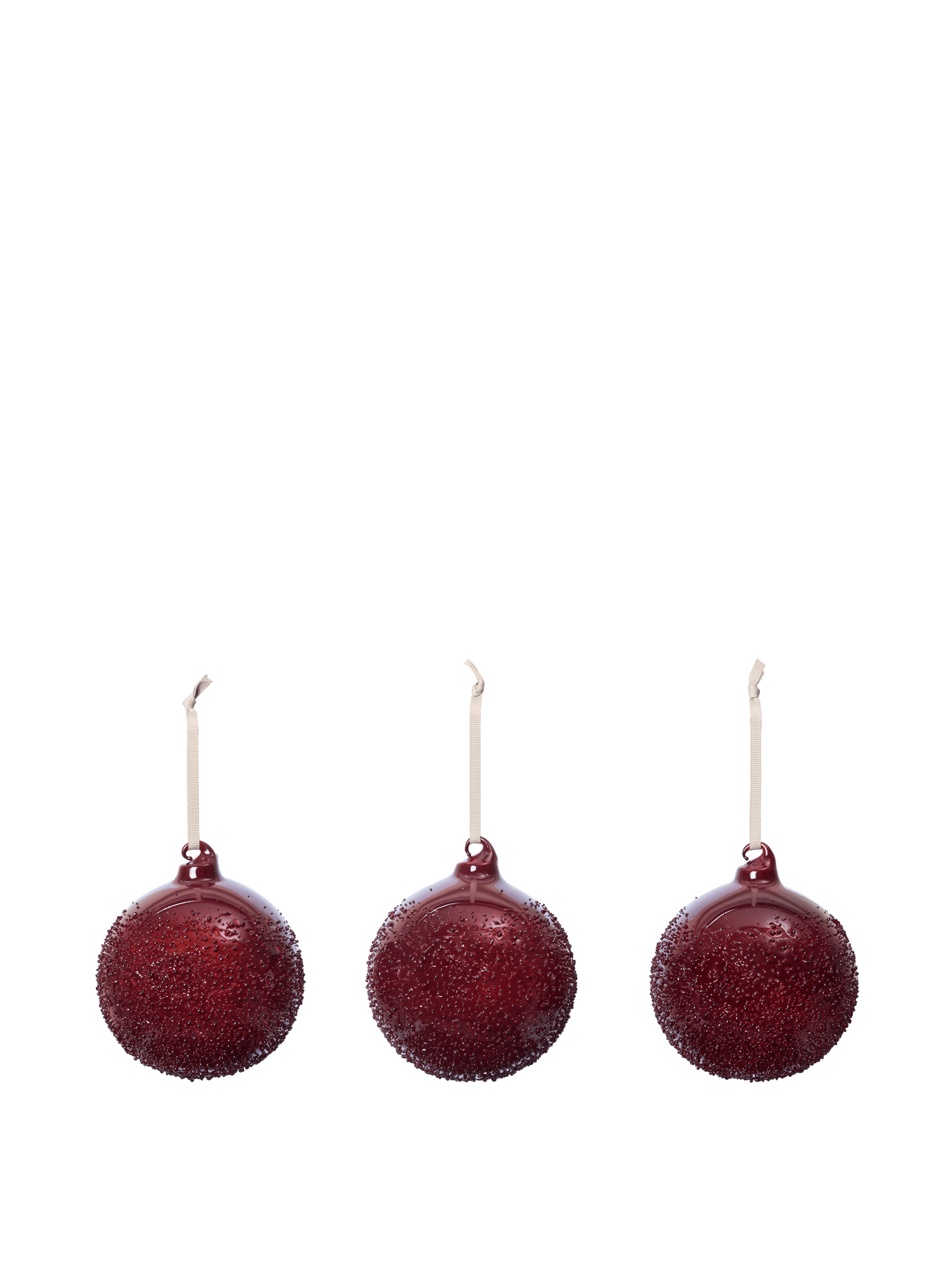 Bolas de Navidad de cristal Flurry – L – Set de 3 – Rojo picante