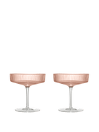 Copas de champán bajas Ripple – Set de 2 – Rosa rubor