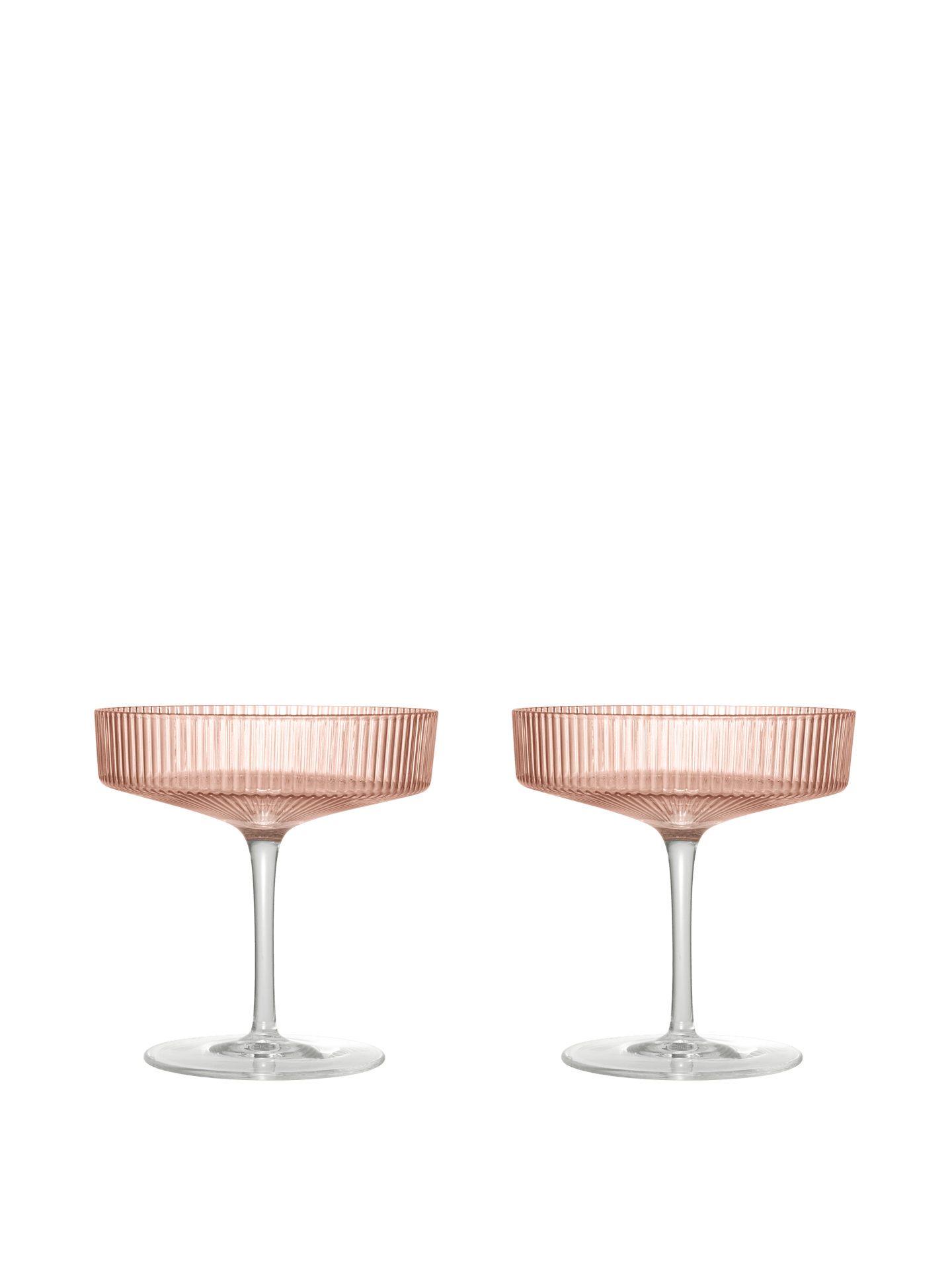 Copas de champán bajas Ripple – Set de 2 – Rosa rubor