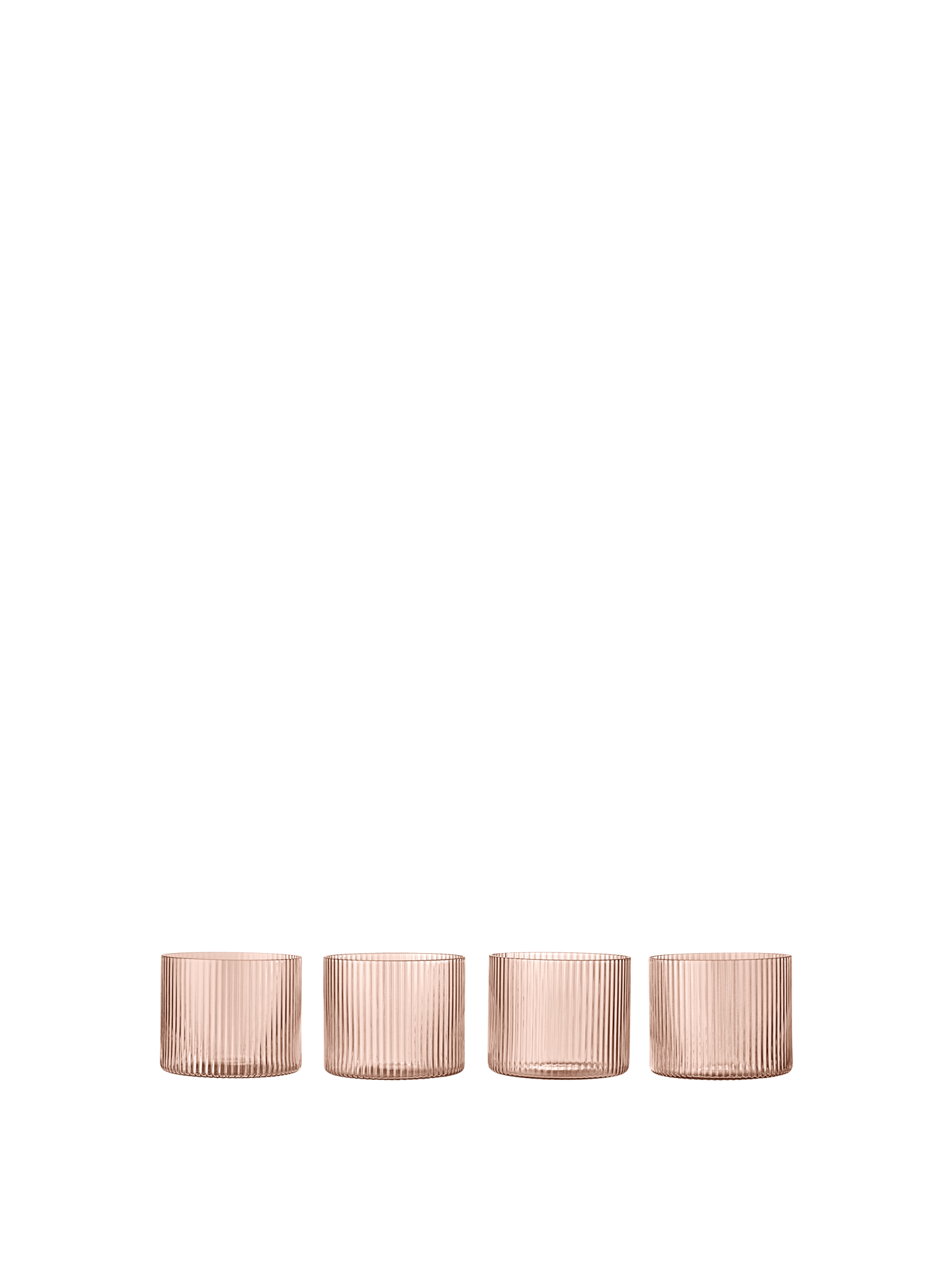 Vasos bajos Ripple – Set de 4 – Rosa rubor